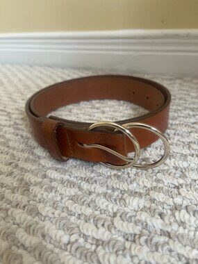NWOT- Simons Genuine Leather Belt  28"-32"- Cognac w/Double O-Rings  - Size XS